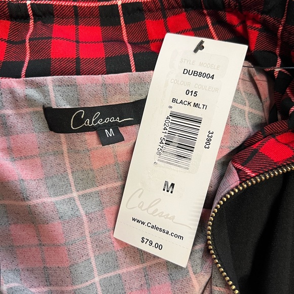 NWT Calessa Color Block Print Long Sleeves Half Zip Layered Twofer Tunic Medium - Picture 9 of 9